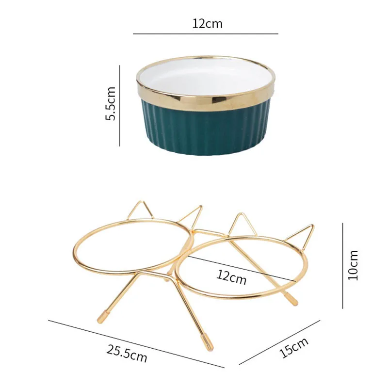 Imagem -06 - Poursweet Cat Ceramic Bowl Pet Feede com Metal Stand Elevado Kitten Puppy Food Feeding Raised Dish Safe Non-toxic Dog Supplies