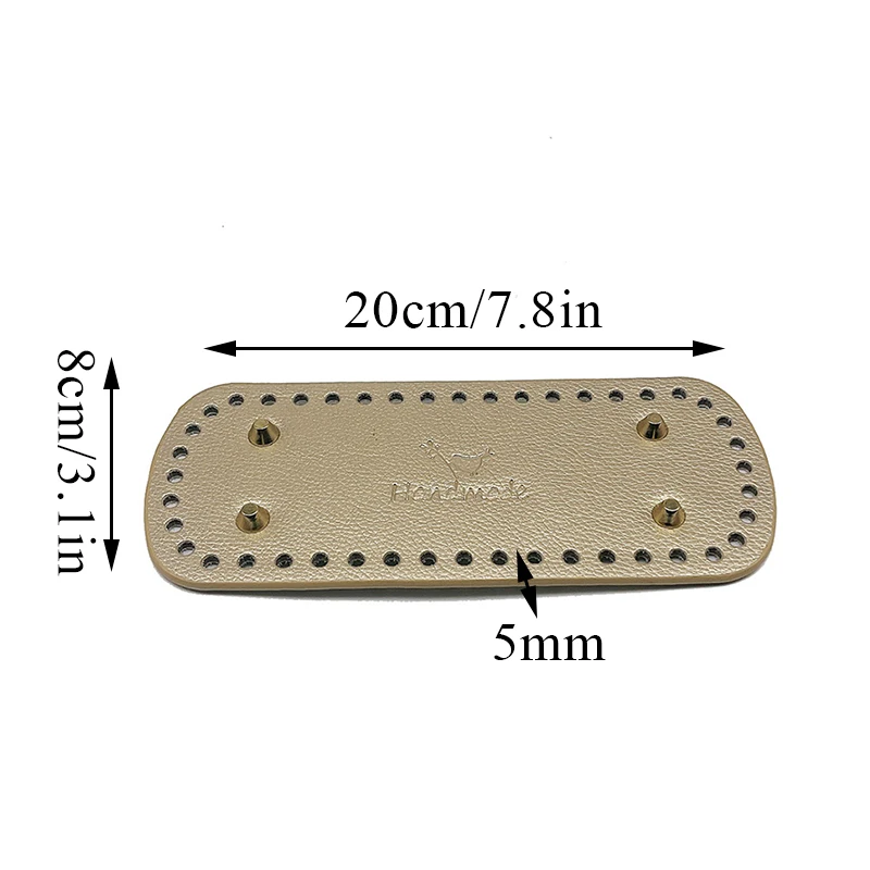 8*20cm Handmade Oval Bottom for Knitted Bag PU Leather Wear-Resistant Accessories Bottom with Holes Diy Crochet Bag Bottom