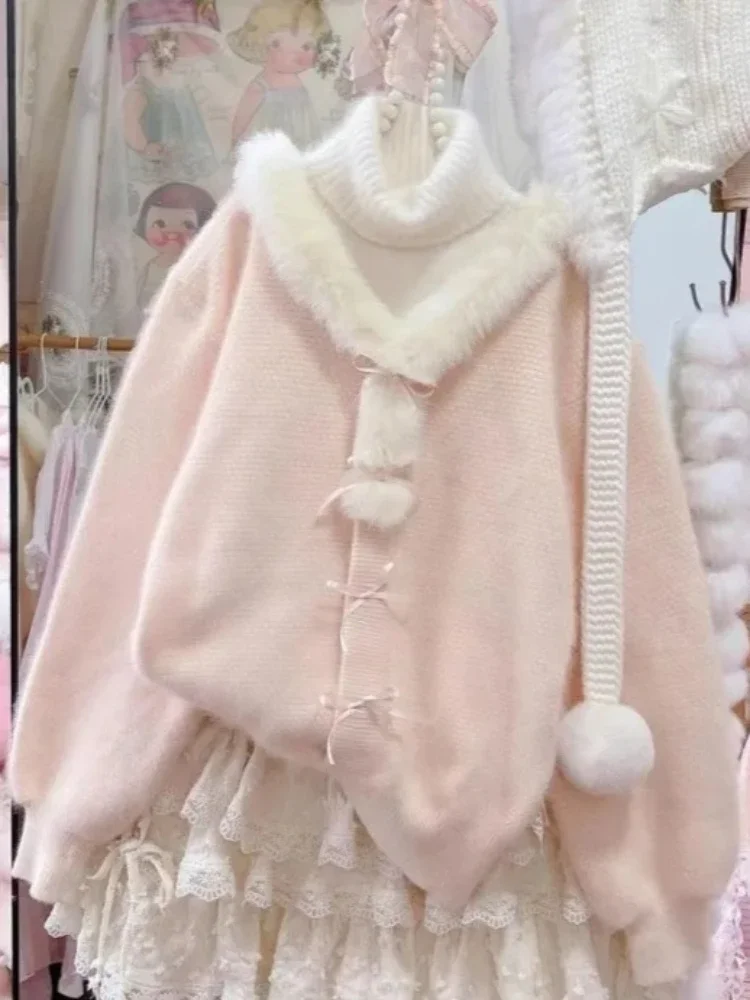 faux-cardigan-tricote-a-col-en-fourrure-doux-ample-et-doux-rose-pull-nouvelle-veste-2025