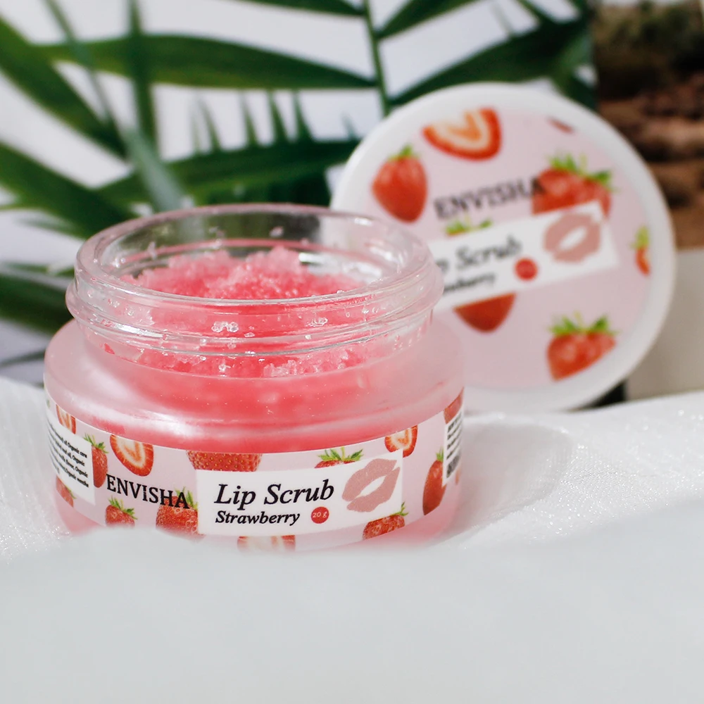 ENVISHA Skin Care Strawberry Lip Care Balm Scrub Sugar Cream Exfoliating Moisturizing Nourish Repair Cleft Fine Lines Smooth