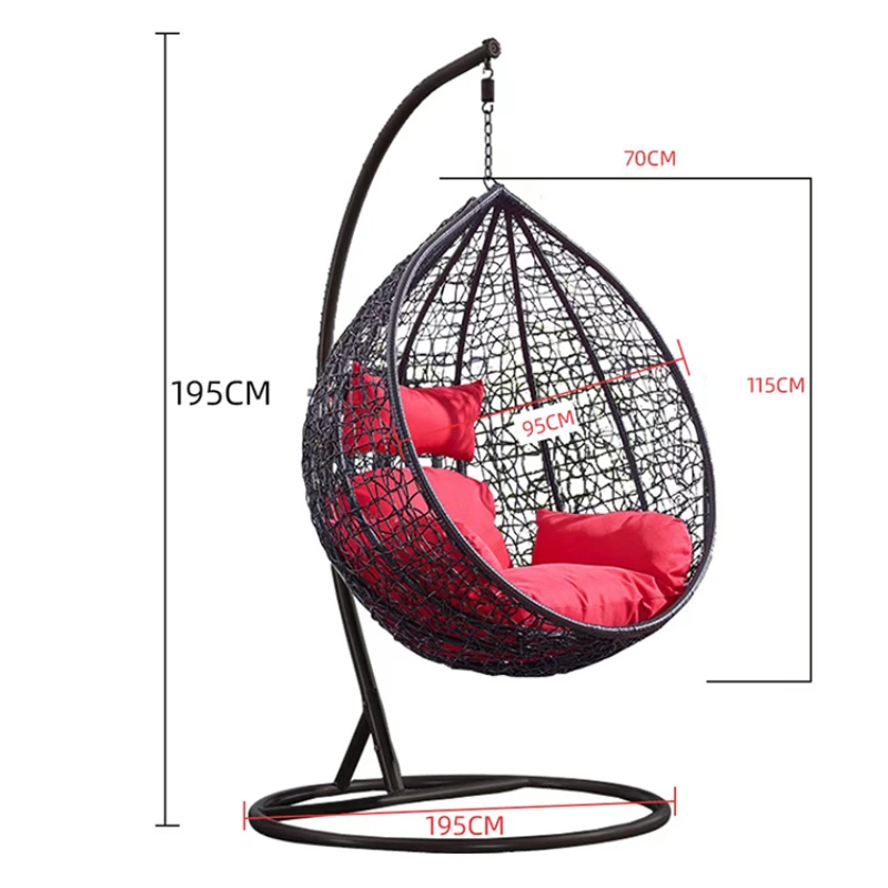 cheap indoor outdoor black white egg shaped basket hanging garden patio wicker swing chair rattan cocoon egg chair with stand