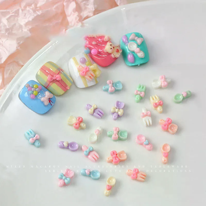 /YOV/3d Resin Shovel Fork Spoon Nail Art Accessories For Diy Crafts 50 Pcs Cute Cartoon Tableware Nail Charms