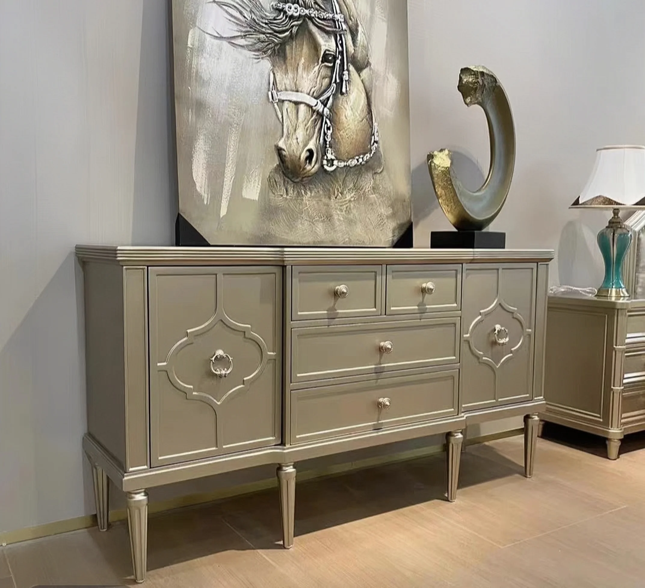 

&c Art American Light Luxury Solid Wood Food Side Cabinet Bed End Locker Six Chest Cabinet Home Living Room Locker Advanced