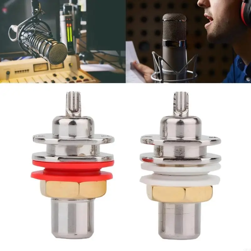 G8TA Set of 2pcs Rhodium Plated Female Connectors Welding Terminals Block for Auditory/Video Transmission