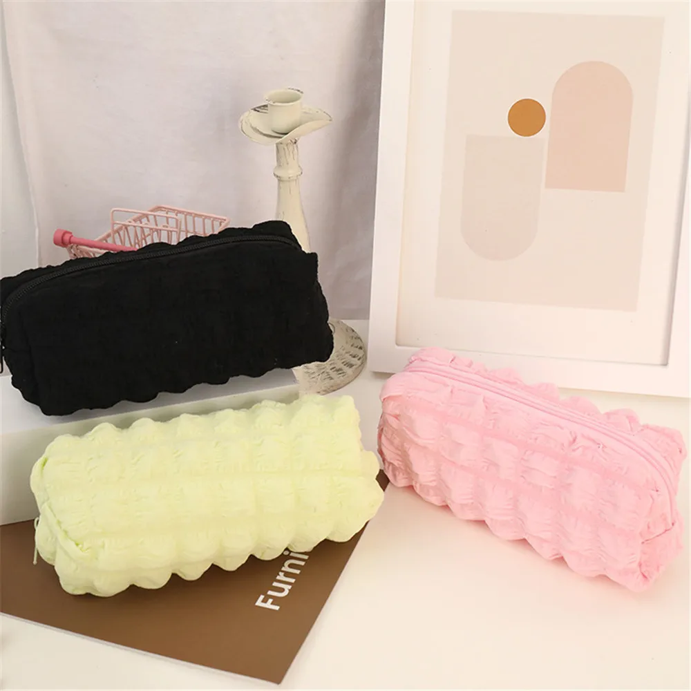 

New Cute Solid Color Pencil Case Stationery Pen Pouch Zipper Pencil Bags Cosmetic Make Up Organizer Pouch School Office Supplies