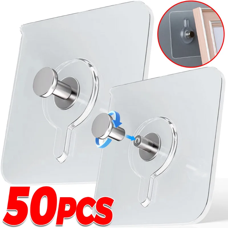 Adhesive Nails Wall Hooks Strong Poster Screw Stickers Wall Hook Closet Cabinet Shelf Pegs Wall Hook Hangers Kitchen Bathroom