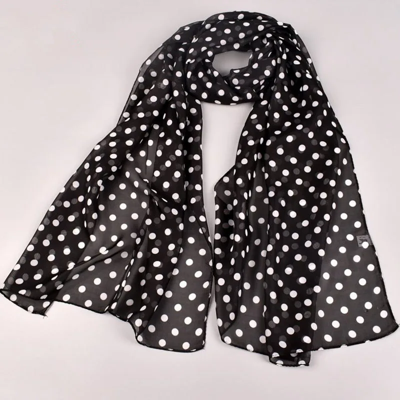 

150*50cm Polka Dot Scarf Ladies Women Scarf Chiffon Scarf Soft Head Wraps Summer Sunscreen Air Conditioner Shawl Ladies Hijab
