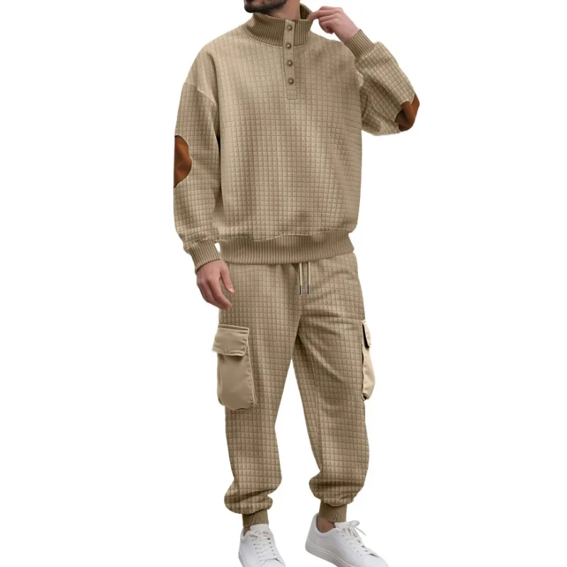 Casual Knitted Small Square Trousers Buttoned Sweatshirt Suit Sports Business Two-piece Set
