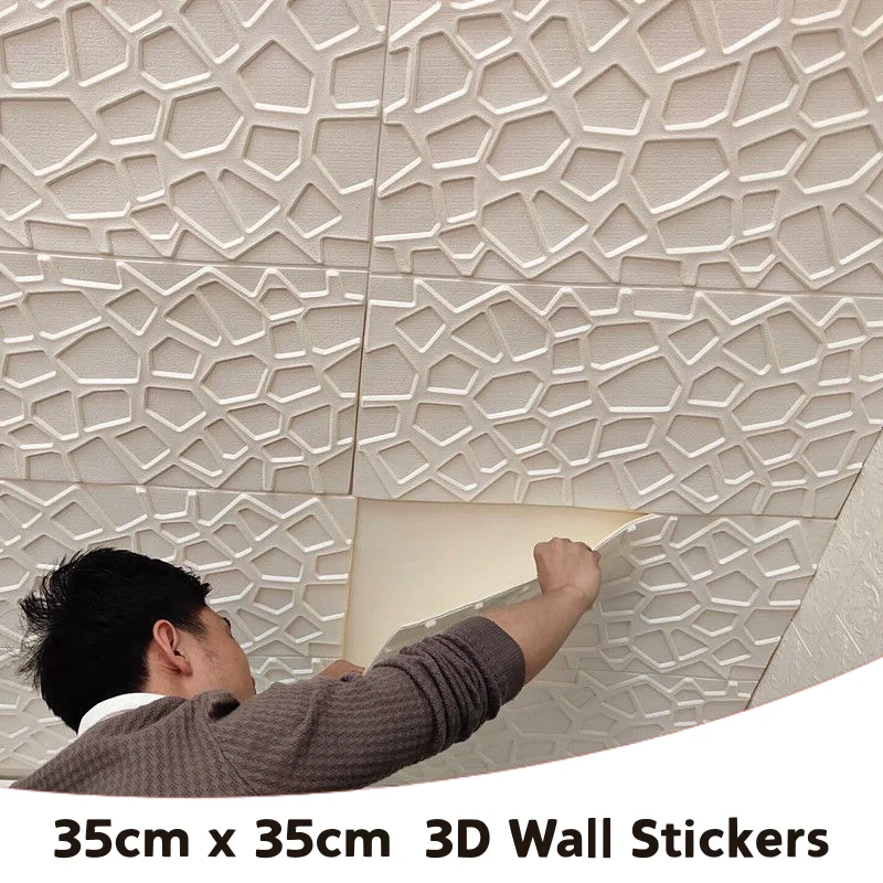 35cmx35cm Modern Grid 3D Wall Sticker Self Adhesive Wallpaper Stain Resistant For Living Room Ceiling Home Background Wall Decor