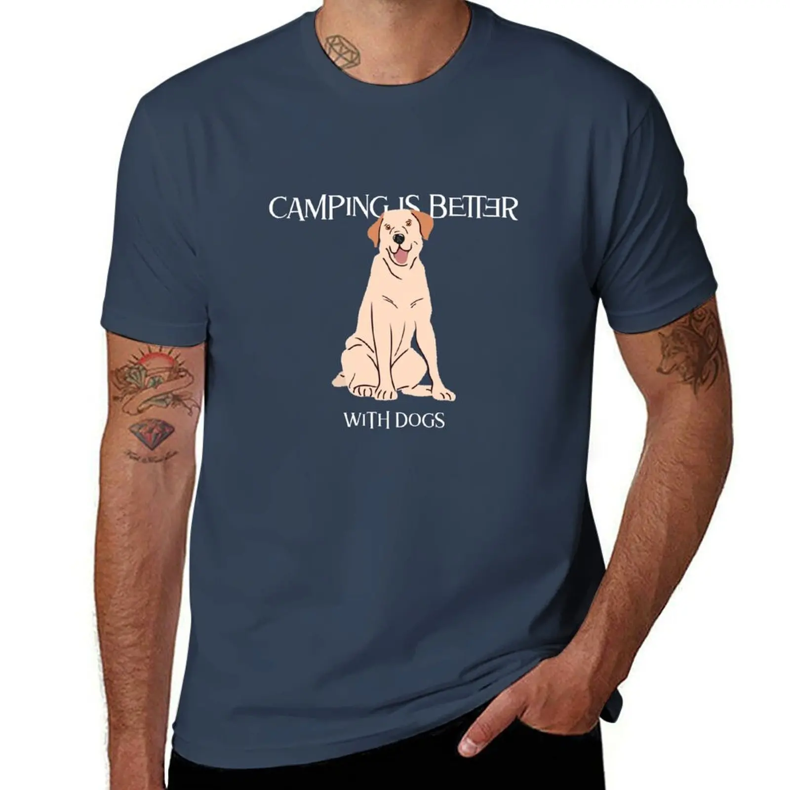 better gift dogs camping Funny is with T-Shirt Comfortable Workout Short Sleeve Shirt