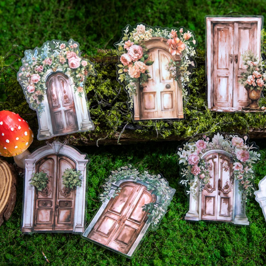 Mr Paper, 6 Styles of Patio Wooden Door Series pet special oil stickers kawaii stickers  vintage