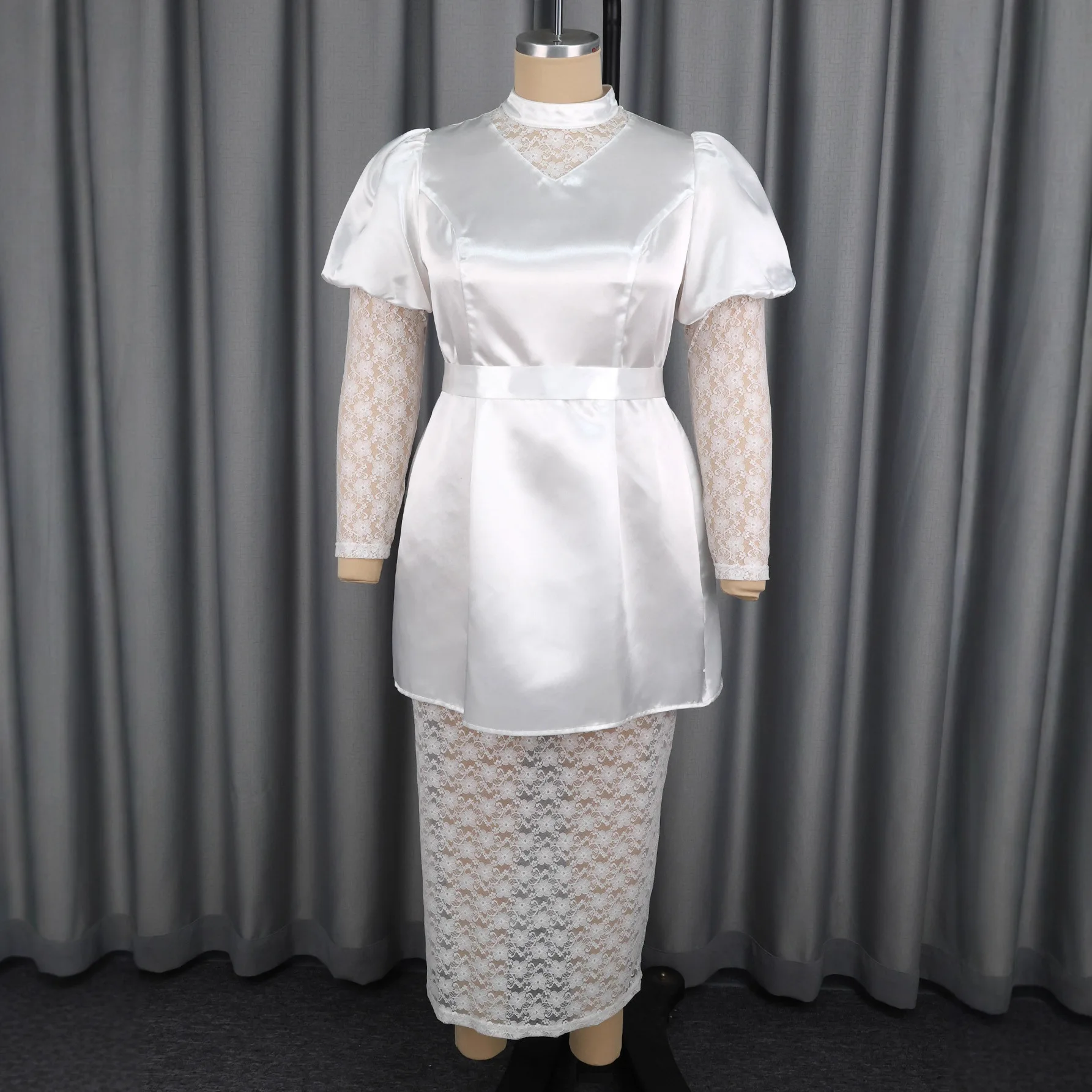 

Plus Size African Dresses for Women Elegant Spring 2026 African Long Sleeve Lace White Long Bodycon Party Evening Dresses S-4XL