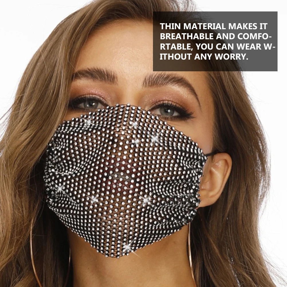 

1pc Rhinestone Mask Fashionable Decorative Face Mask For Women Breathable Durable Creative Exotic Outdoor Performance Cosplay