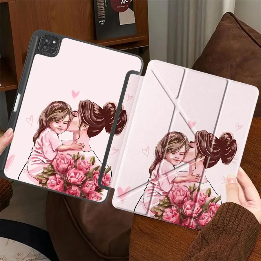 

Holder Cover Tablet Case For iPad Pro 11th 10th 9th 8th 7th 12.9inch Pro 2025 Air 4 5 M3 M2 M4 11inch Mini 6 7 Cartoon Mother