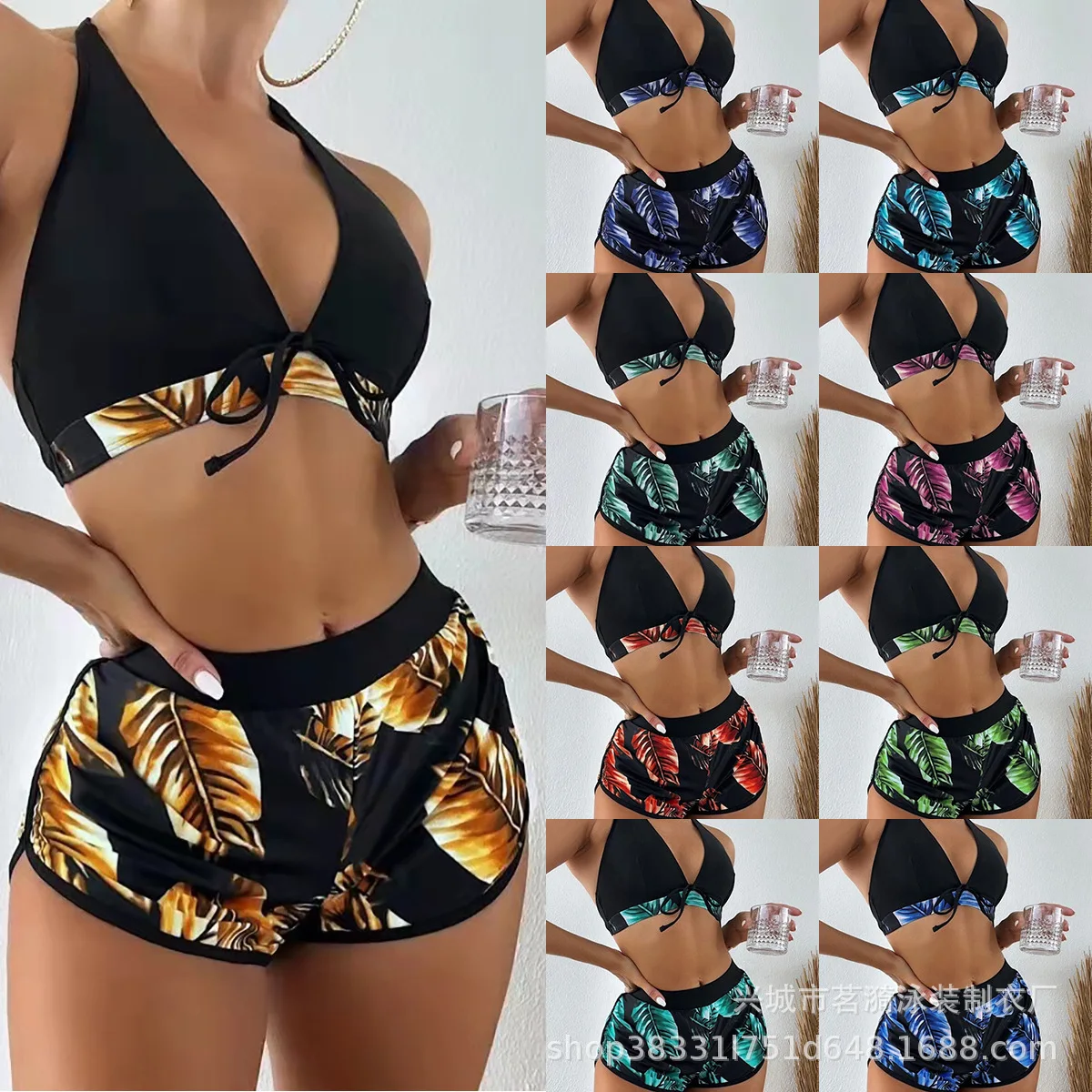Mingyi New Women's Fashion Multi-color Printed High-end Sexy Bikini BIKINI Three-piece Swimsuit