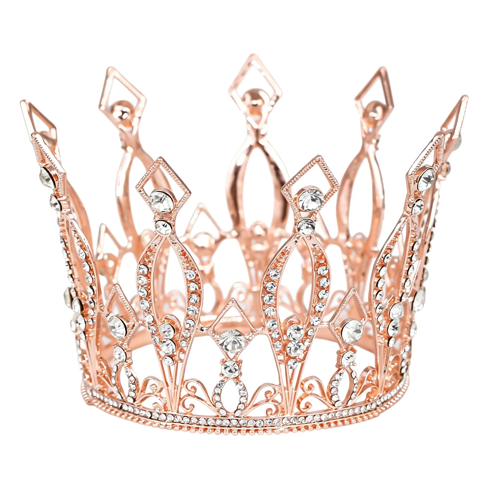 1pc Bridal Crown Gold Plated Alloy for Wedding Ceremony Elegant Queen Tiara Headpiece for Bride Party Accessories