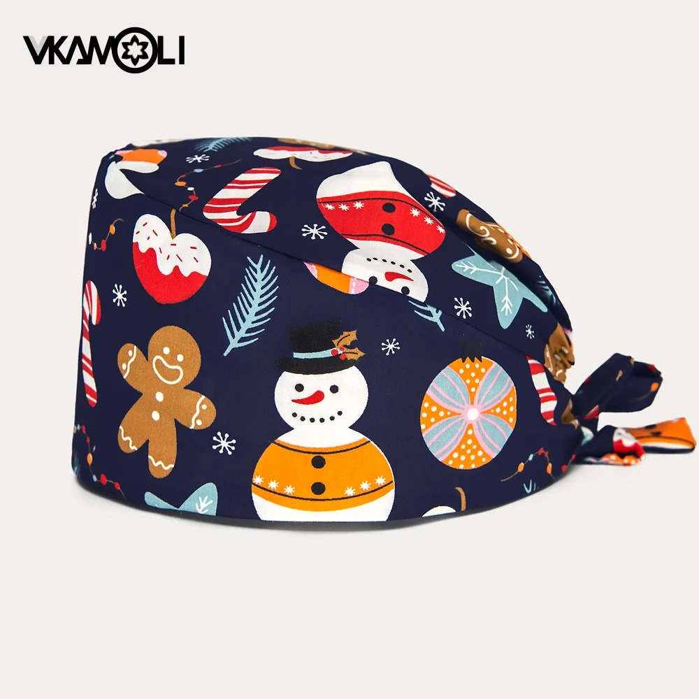 

2025 Autumn/Winter New Cute Christmas cap nurse accessories medical uniforms Surgery Cap Pharmacist Clinic Work Hat