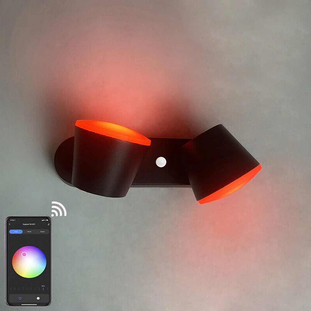 

Intelligent Motion Sensor Wall Light 10W 2700K-6500K Aluminum IP65 Waterproof Dimmable RGBW Color Change 350 Degrees Adjustable