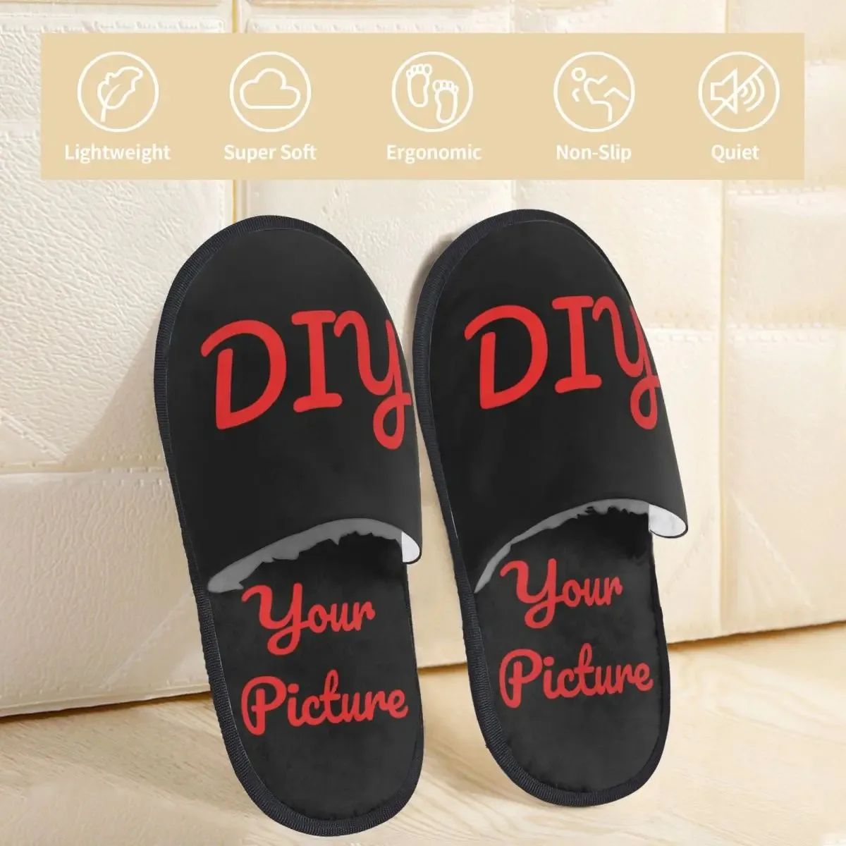 DIY Your Picture Home Cotton Slippers Anti Slip Personalized Customized Customization Soft Household Fur Slides Slippers Indoor