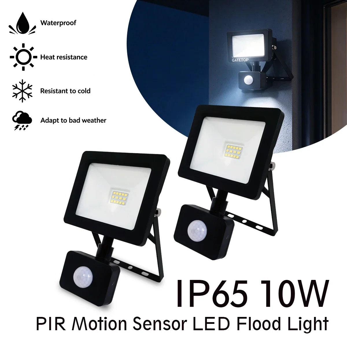 LED Floodlight 10W 800LM with PIR Motion Sensor IP65 Waterproof AC220-240V Outdoor Garden Security Wall Projector Light