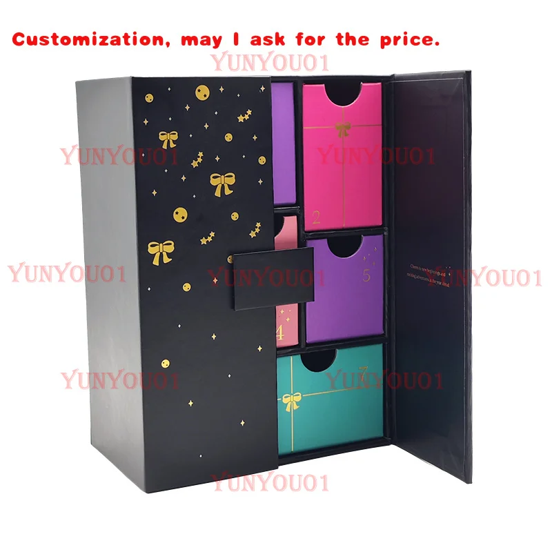 custom.Custom Advent Calender Packaging Beauty Makeup Jewelry Paper Cardboard Box Advent Calendar Box/ 12 D