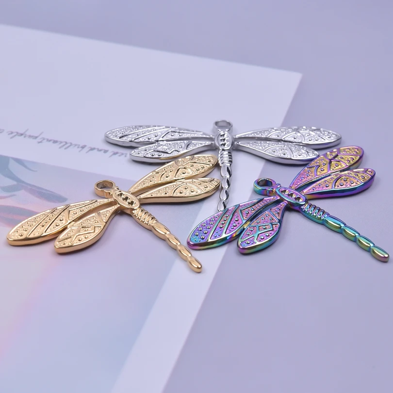 High Quality Animal Dragonfly Charms For Jewelry Making Supplies Handmade Craft Stainless Steel Pendant Charm Metal Accessories