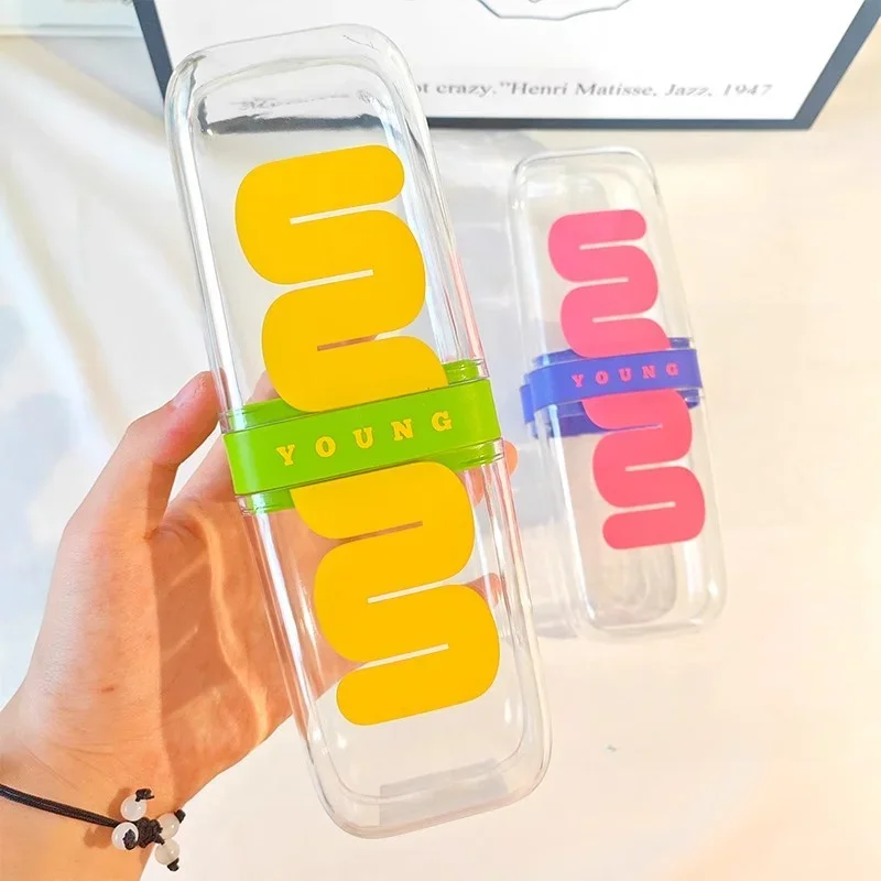 Korean Creative Portable Dental Box Color Wavy Line Toothbrush Toothpaste Storage Box Travel 3-in-1 Toiletry Cup Organizer