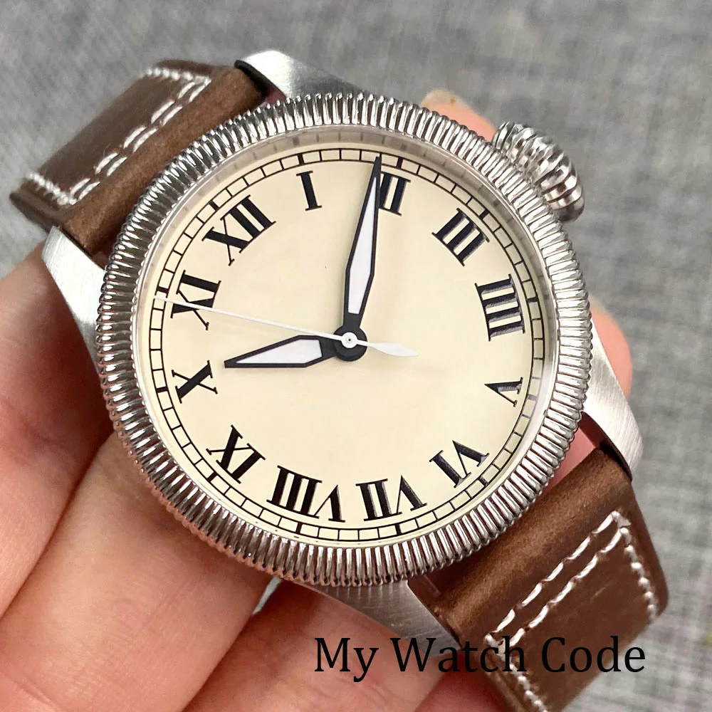 Tandorio Vintage Retro Diver Field Automatic Watch Men NH35 PT5000 Movt Roman Numbers Big Crown Waterproof 39mm Reloj Hombre