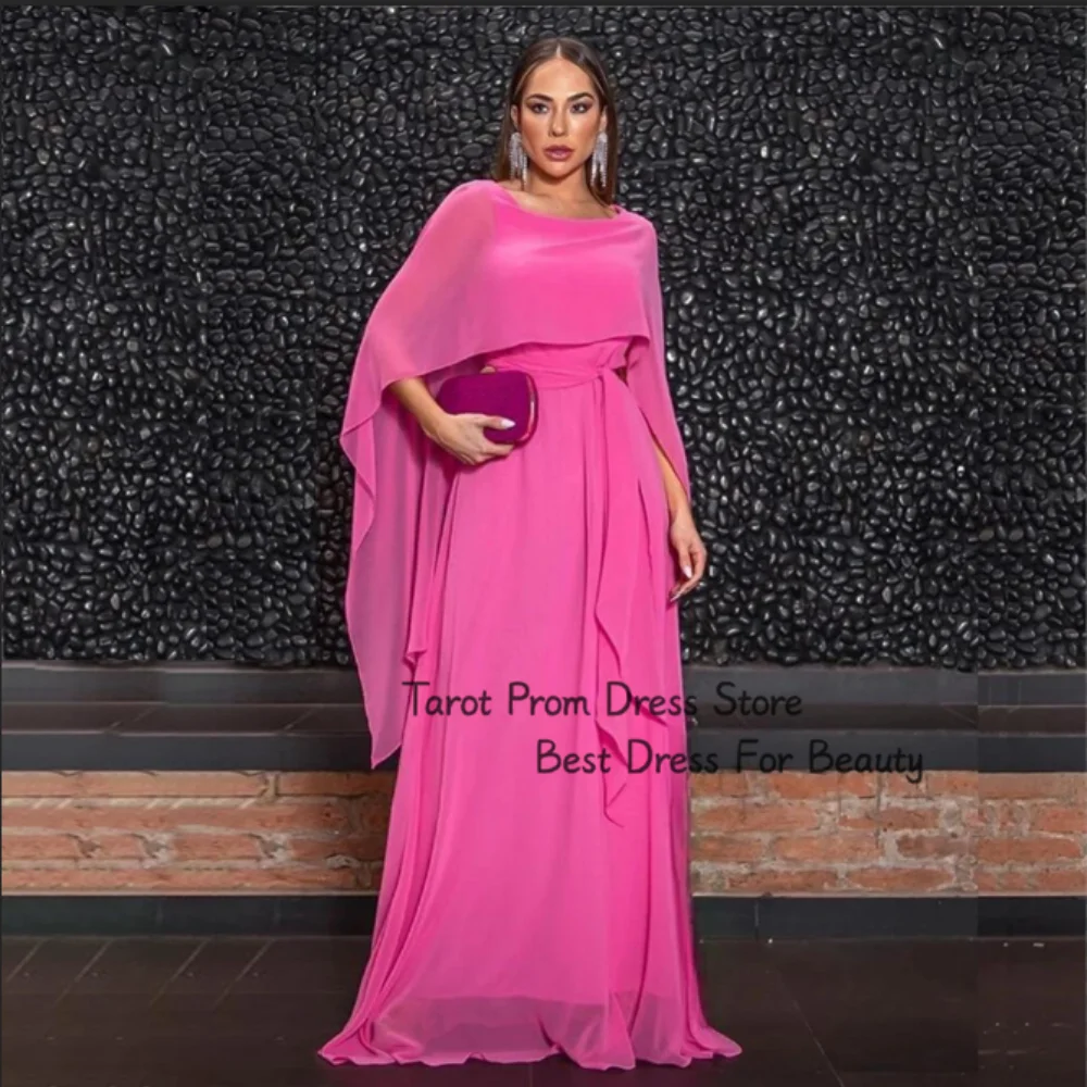 Tarot Chiffon Boat Neck Prom Dresses, Simples A Line Tiered Ruffle, Elegante Mulheres Desgaste, Comprimento Do Pavimento, Vestidos De Casamento De Aniversário