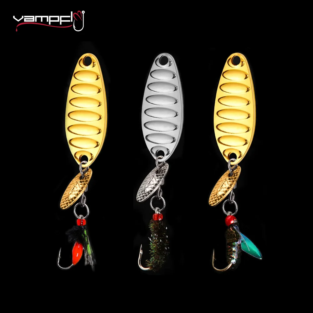 

Vampfly 5pcs Spinner Lure Metal Spoon Trout Lure Flat Vibration Sequins Artificial Insect Lure Fishing Tackle Fishing Lures Bait