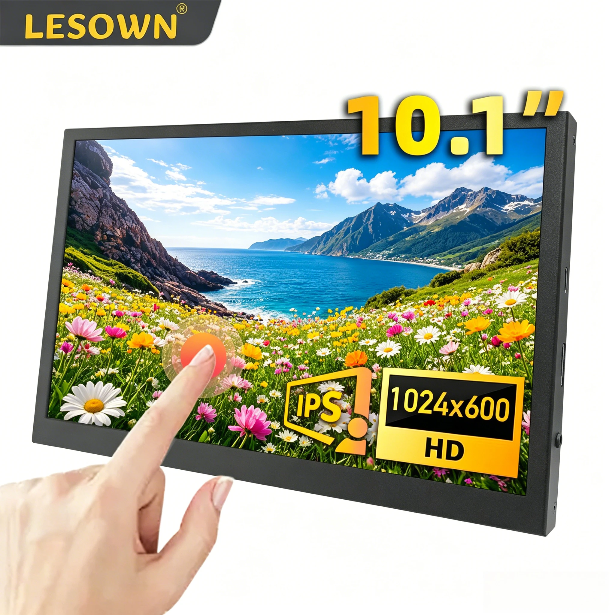 LESOWN 10.1" Matte Black Developer Monitor 1024x600 Metal Sub-display HDTV 60Hz Portable Screen for Asus Tinker Board