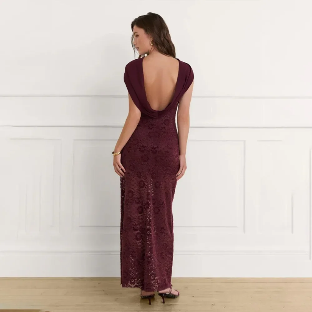 Women One Shoulder Jacquard Maxi Dress Elegant Bodycon Evening Gown Slim Fit Soft Breathable Flattering Comfy Party New
