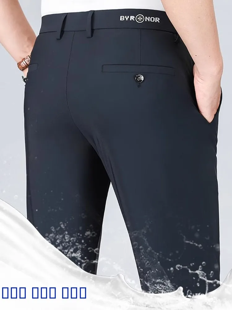 

Men's Ice Silk Casual Pants Summer New Sle Thin Straight Leg Busin Trousers Drapey Loose Fit Long Pants