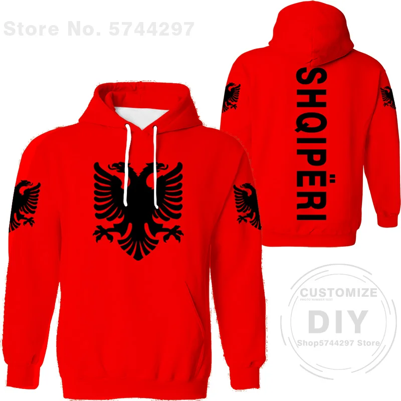 Albania Hoodie Free Custom Name Number Sweatshirt Albanian Eagle Flag Print Text Albania Sports Jersey Coat