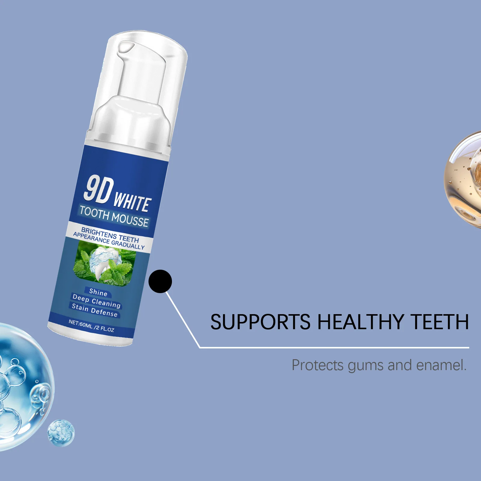 9D Whitening Tooth Mousse Foam Toothpaste,Deep Cleansing Yellow Teeth Stain Remover,Long‑Lasting Fresh Breath Oral Care Mousse