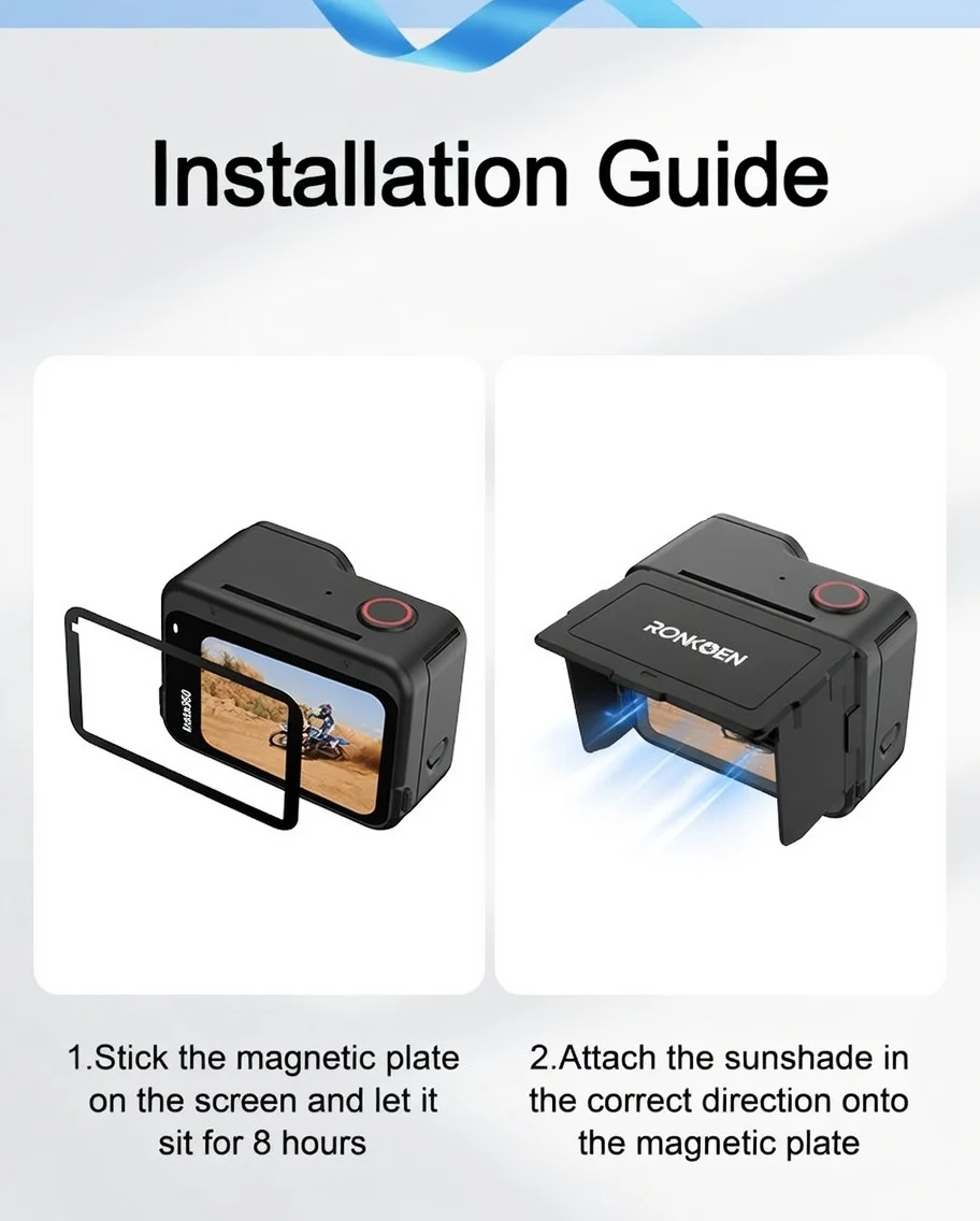 RONKOEN Für Insta360 Ace Pro 2/Pro SR-ARC-1 Magnetische Sonnenblende Faltbarer Blendschutz Bildschirmabdeckung Snap-On Sportkamera-Zubehör – Detail 4