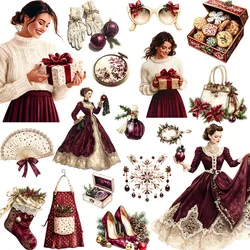 Vintage Christmas Stickers Crafts And Scrapbooking stickers kids toys book Decorative sticker DIY Stationery