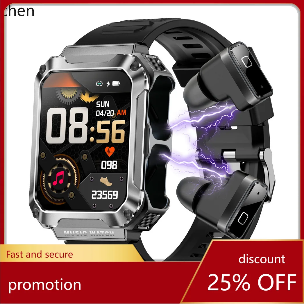YFY Blood Pressure, Heart Rate, Blood Oxygen Monitoring Sports Smartwatch with Bluetooth Headset, 2-in-1 Smartwatch