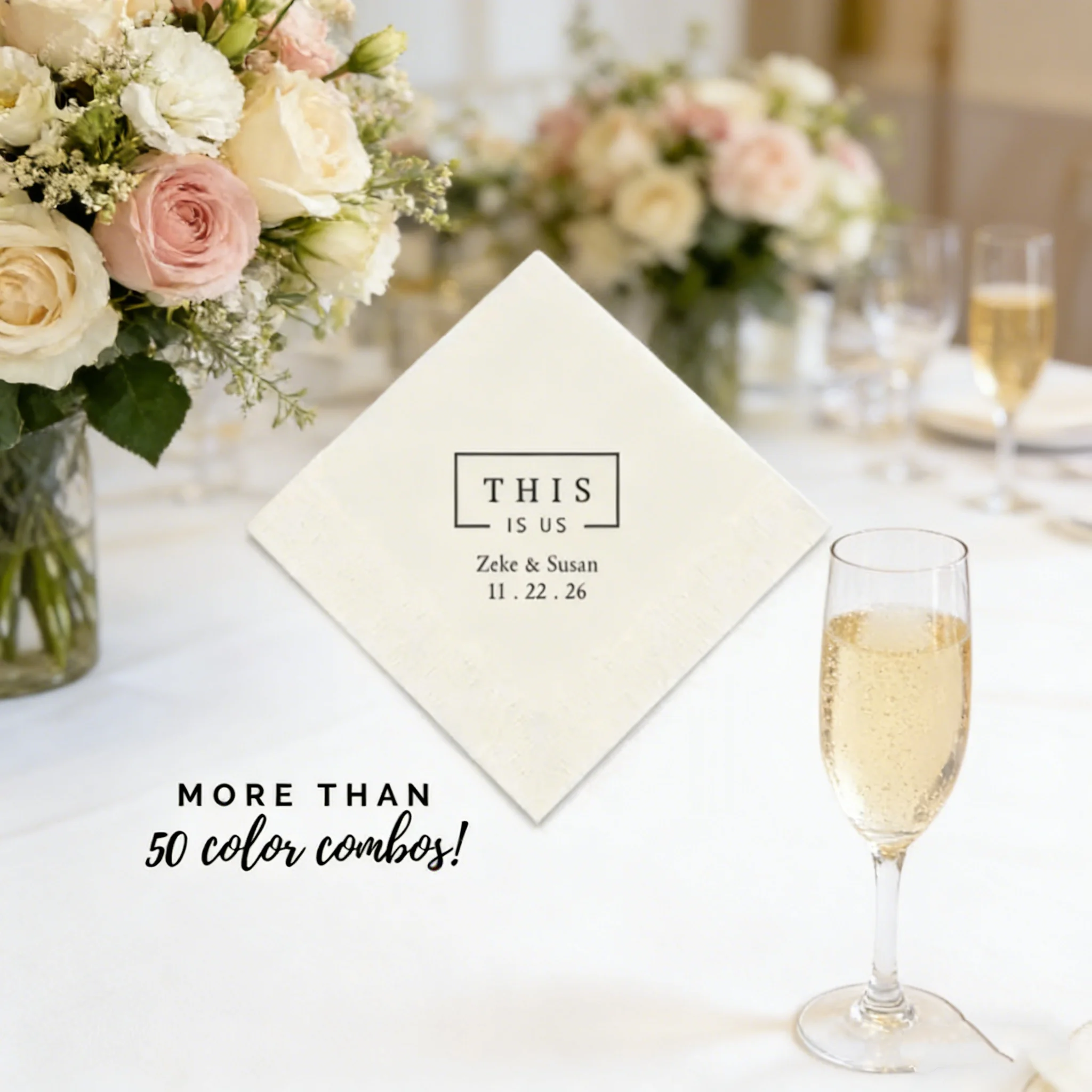 

50pcs Personalized This Is Us Napkins, Custom Wedding Anniversary Engagement Party Cocktail Paper Napkins Set of 50