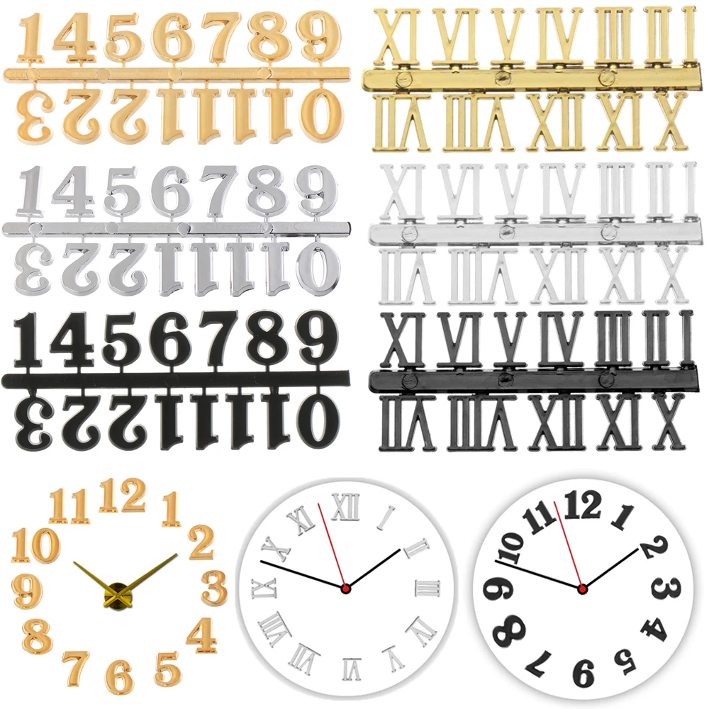 1 Set DIY Digital Replacement Gadget Quartz Clock Parts Roman Numerals Arabic Number Clock Numerals Accessories