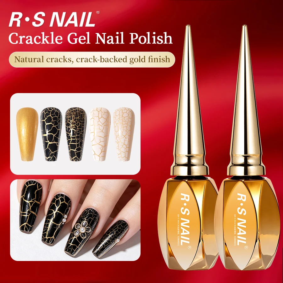 Crackle Gel Nail Polish Magic Black White Unique Variegated Cool Crackle Pattern Natural Air-drying Styling for Salon DIY Home