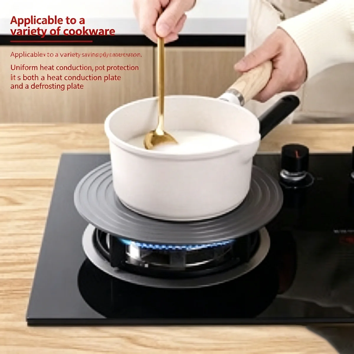 Gas Stove Heat Conduction Plate 2 in 1 Defrost Tray Anti-Burn Pot Protection Plate Aluminum Diffuser Plate for Gas Co