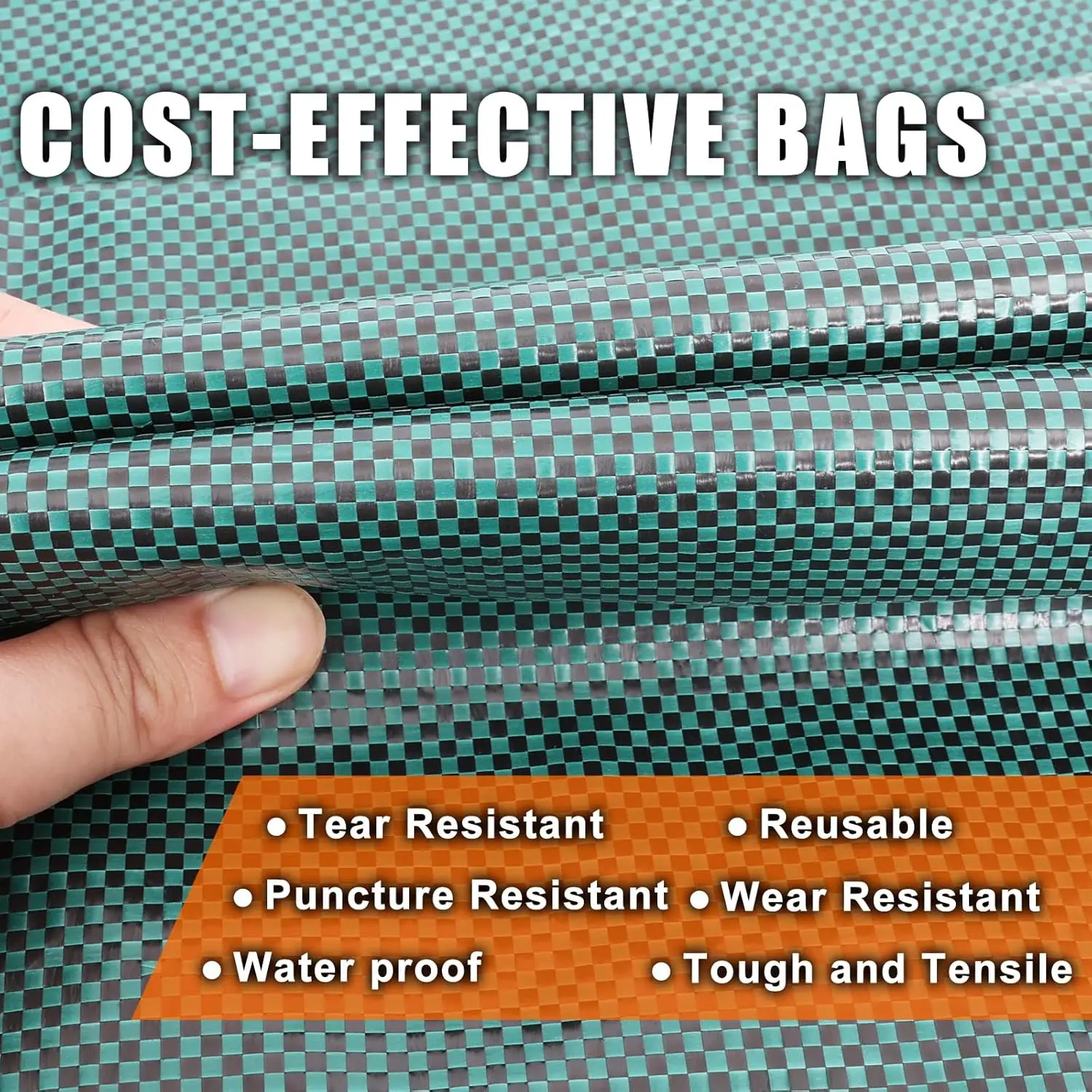 再利用可能な庭ごみ袋 - 72ガロン、6個パック、頑丈、ガーデニンググローブと4つのハンドル付き、自立可能、キャンプ＆リサイクル対応