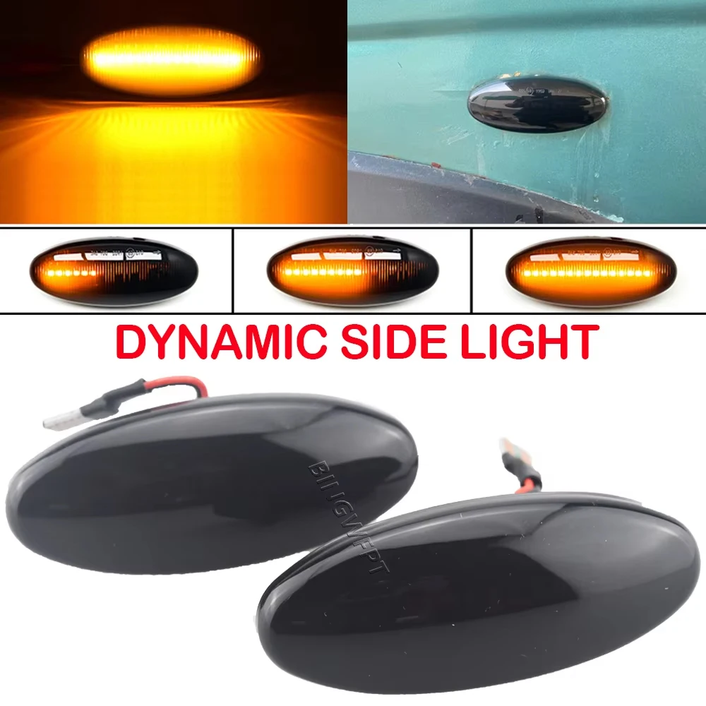 2 luces LED dinámicas de señal de giro lateral para Nissan Navara D22 NP300 1998-2005 Datsun Frontier Fiera PickUp Terrano