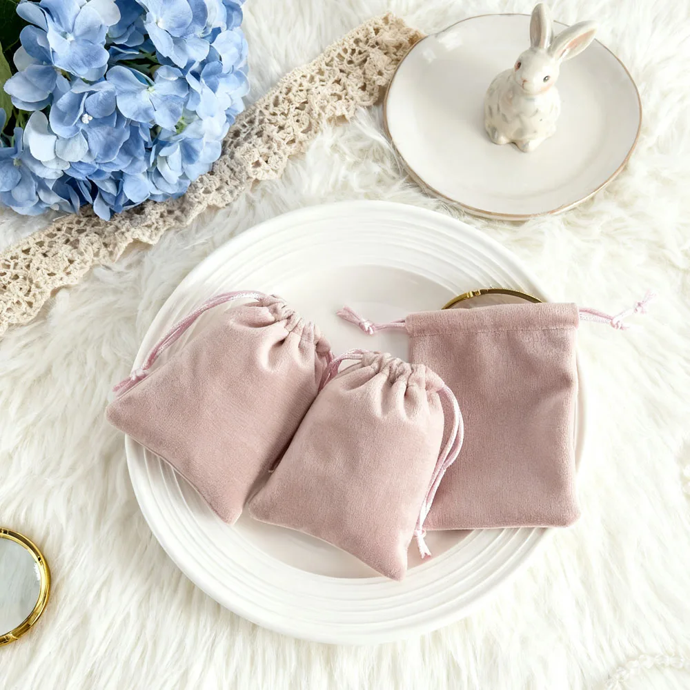 

10Pcs Pink Jewellery Pouch Gift Velvet Bag Flannel Suede Ring Earrings Bracelet Storage Packing Pouch Christmas Wedding Favors