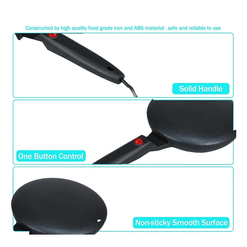 

【Popular】Nonstick Coating Electric Crepe Maker 600W Handheld Pancake Maker Electric Round Griddle For Pancakes US Plug