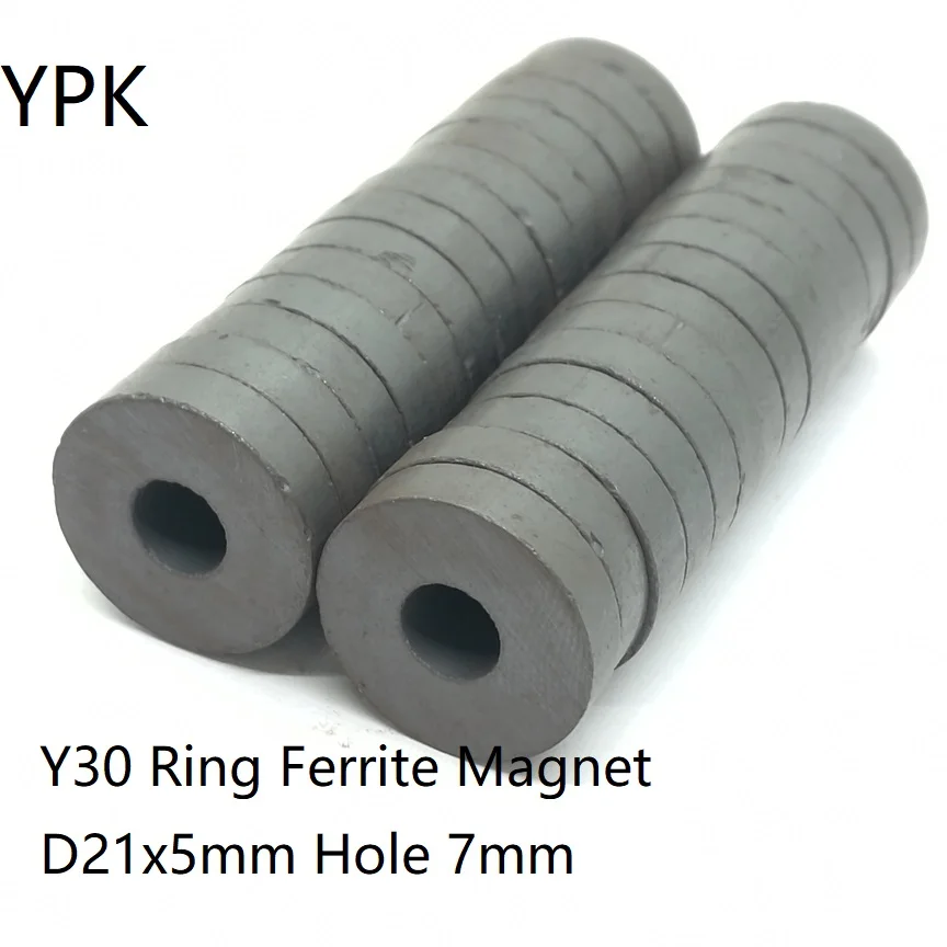 10 20 50PCS/LOT Ring Ferrite Magnet 21*5 Hole 7 Y30 Strong MAGNET 21x5 Black Round Speaker Magnets 21x5-7