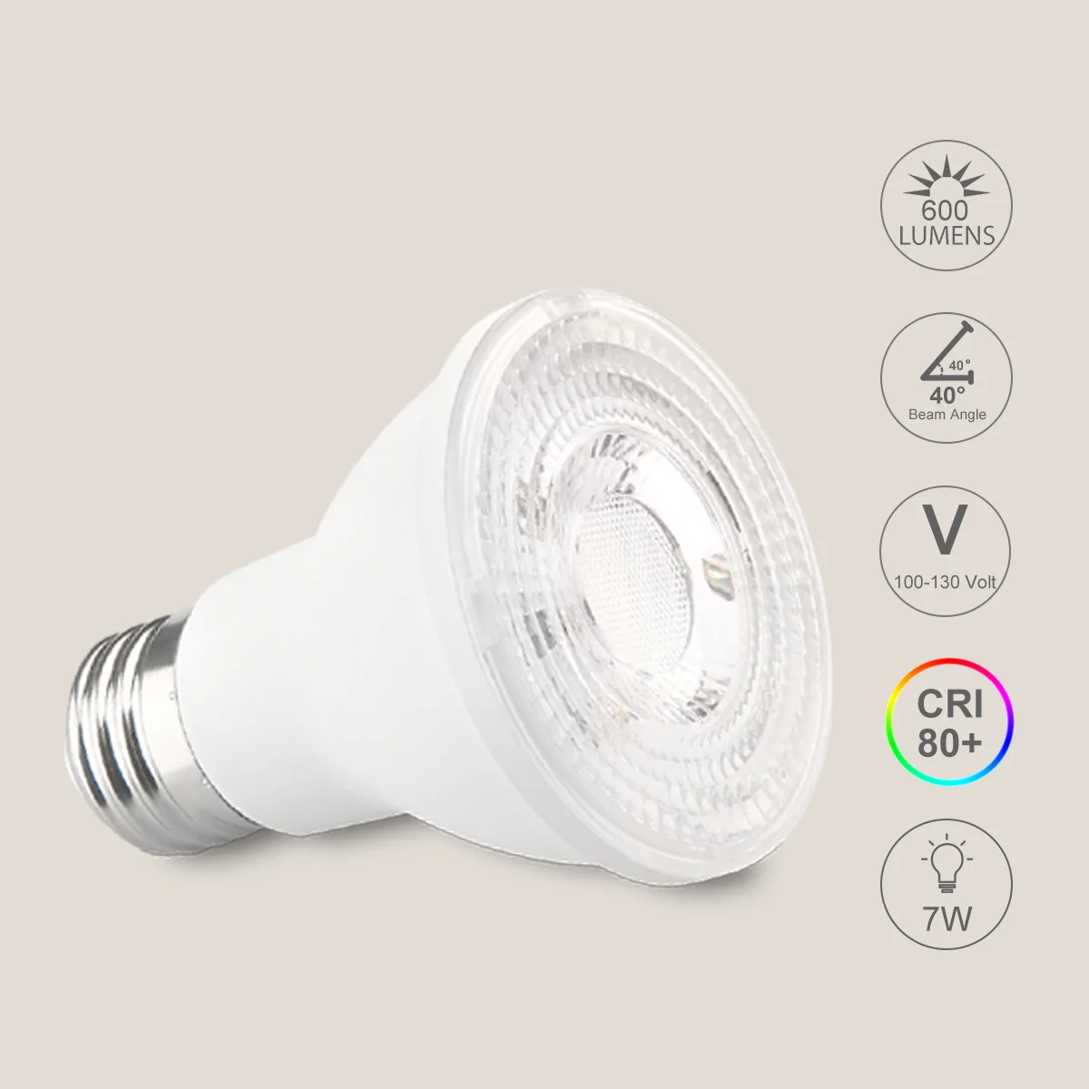 Imagem -04 - Lâmpada de Inundação Par20 Led Regulável 50w 60w Equivalente 7w 600lm 3000k Branco Quente Holofotes E26 Unidades