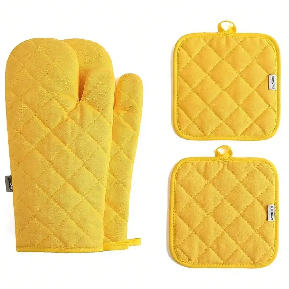 

Kitchen Oven Mitts, Dishcloths, And Pot Holders Sets - 500 Degree Heat Resistant, Non-Slip Silicone Surface Cooking, Grilling, Baking - Gray, Kitchen