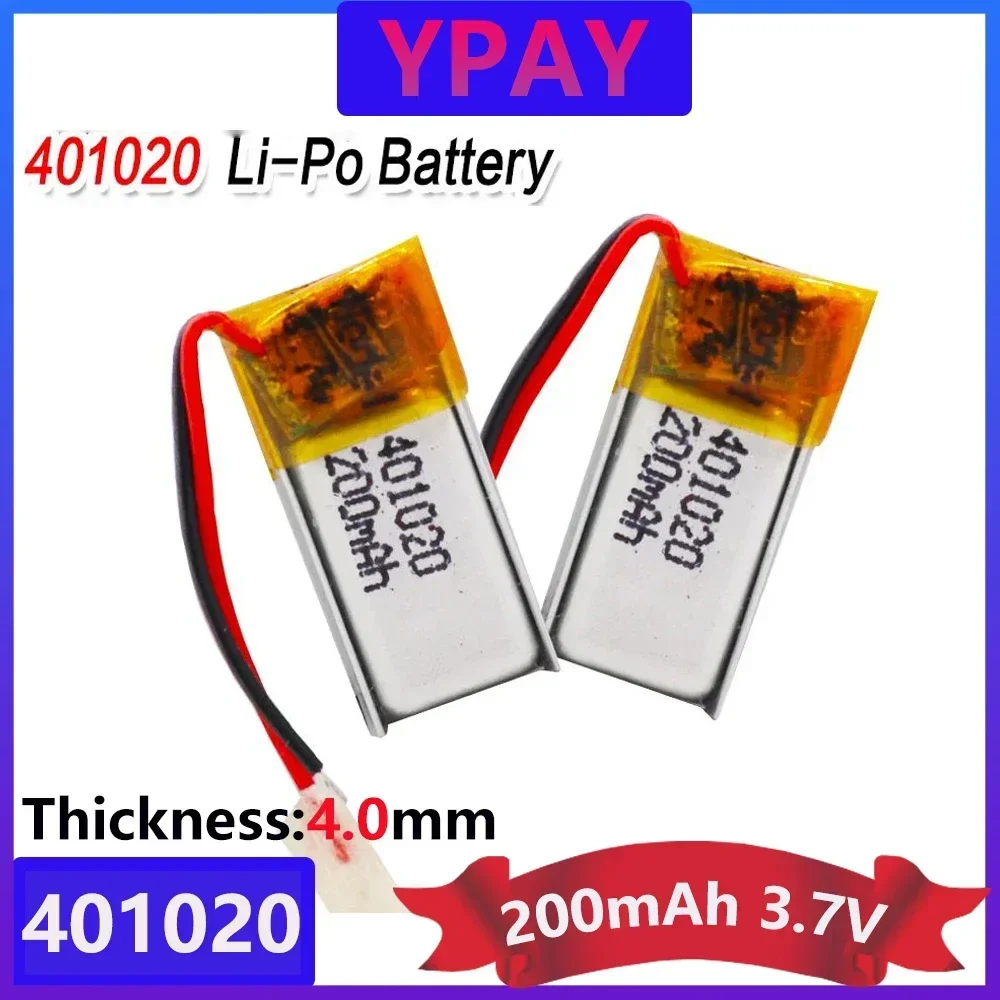 3.7v 200mah 401020 Lithium Polymer Li-po Rechargeable Battery For Toys Cars Bluetooth Speaker Bluetooth Headset Digital Products